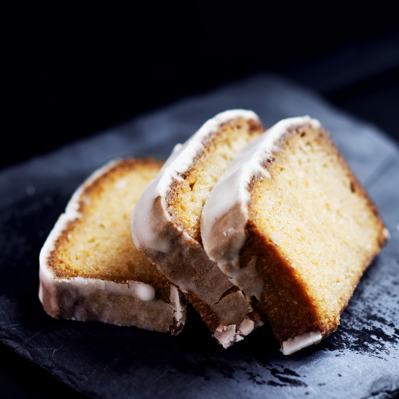 Lemon drizzle cake slices