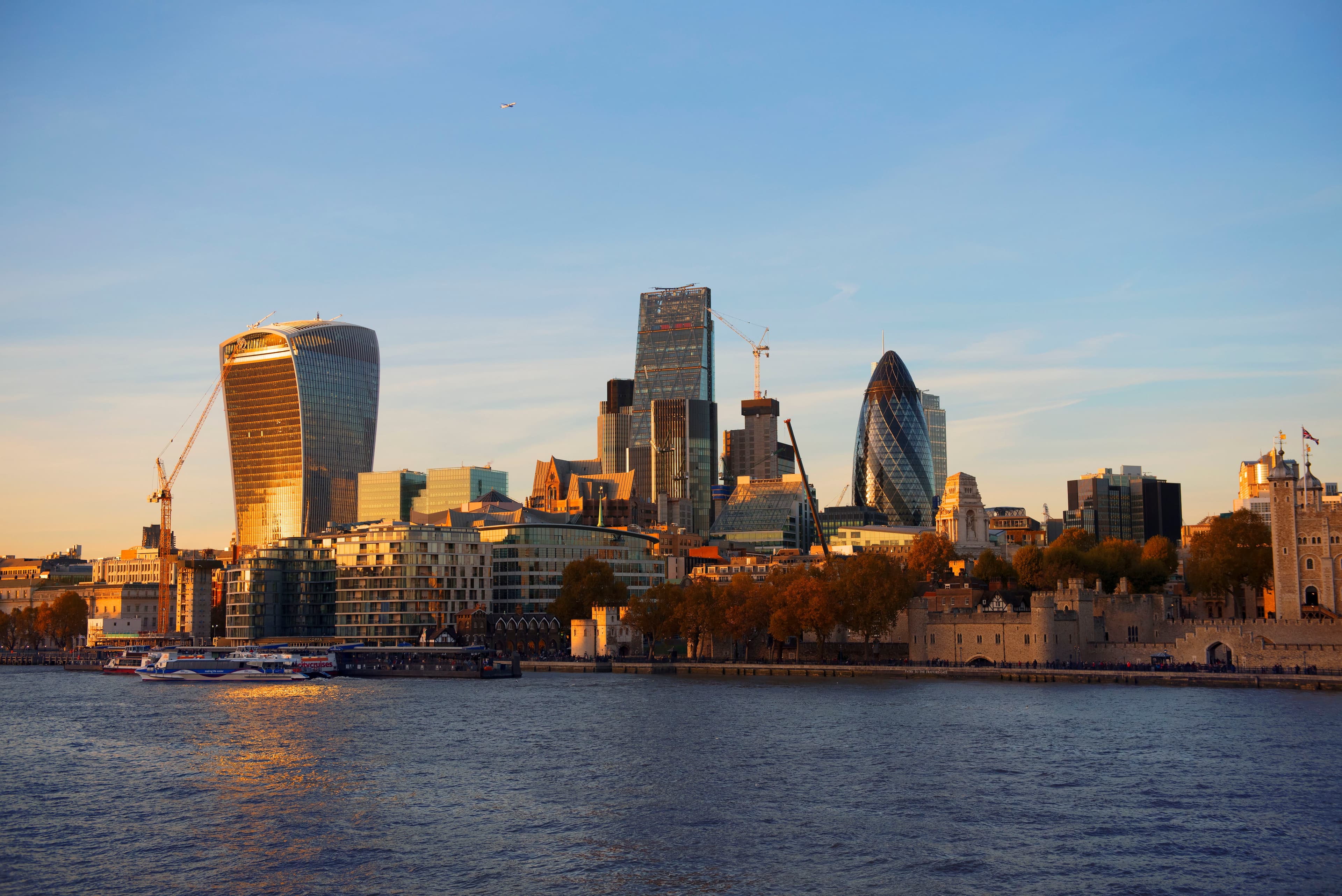 London city skyline at sunset with The Shard