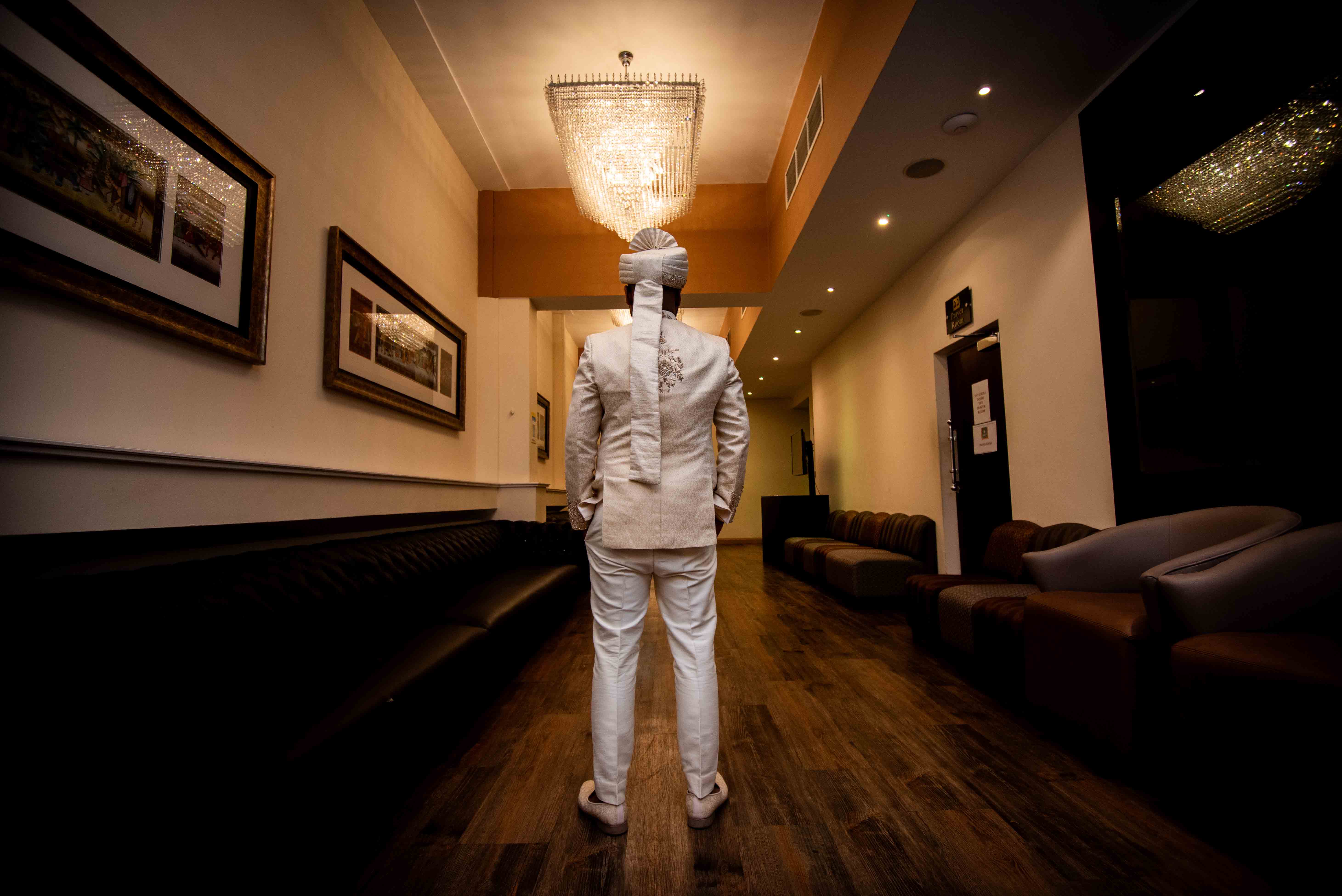A groom looking ahead to his future life and adventures as a married individual