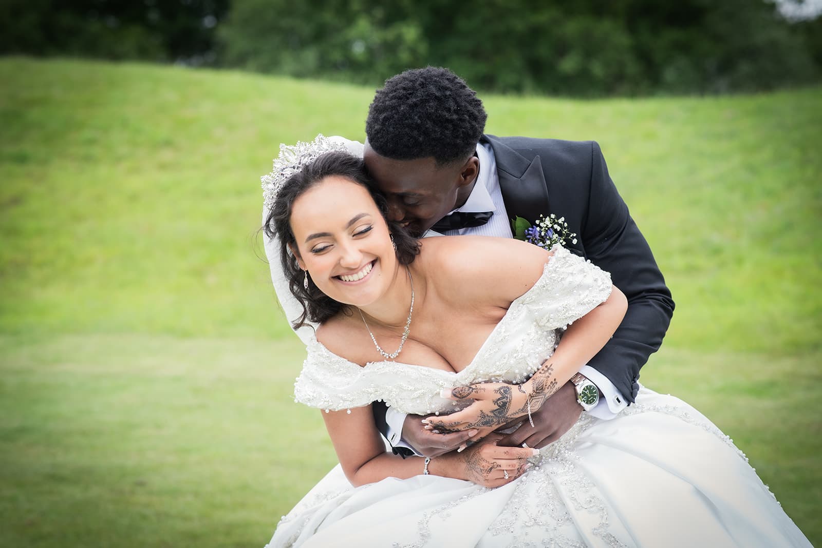 The groom and bride rejoicing the new start to their married life