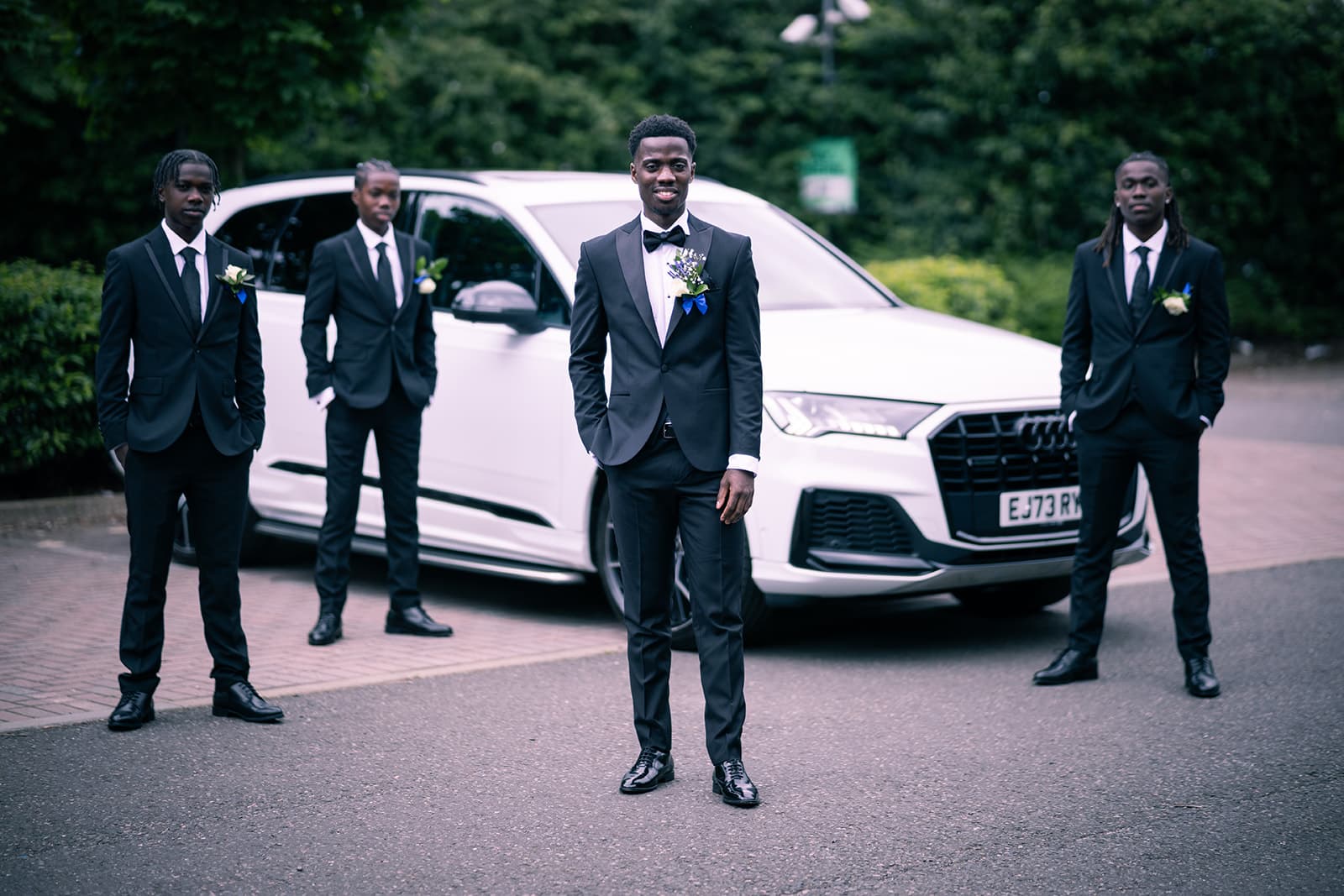 The groom with his boys before his wedding ceremony