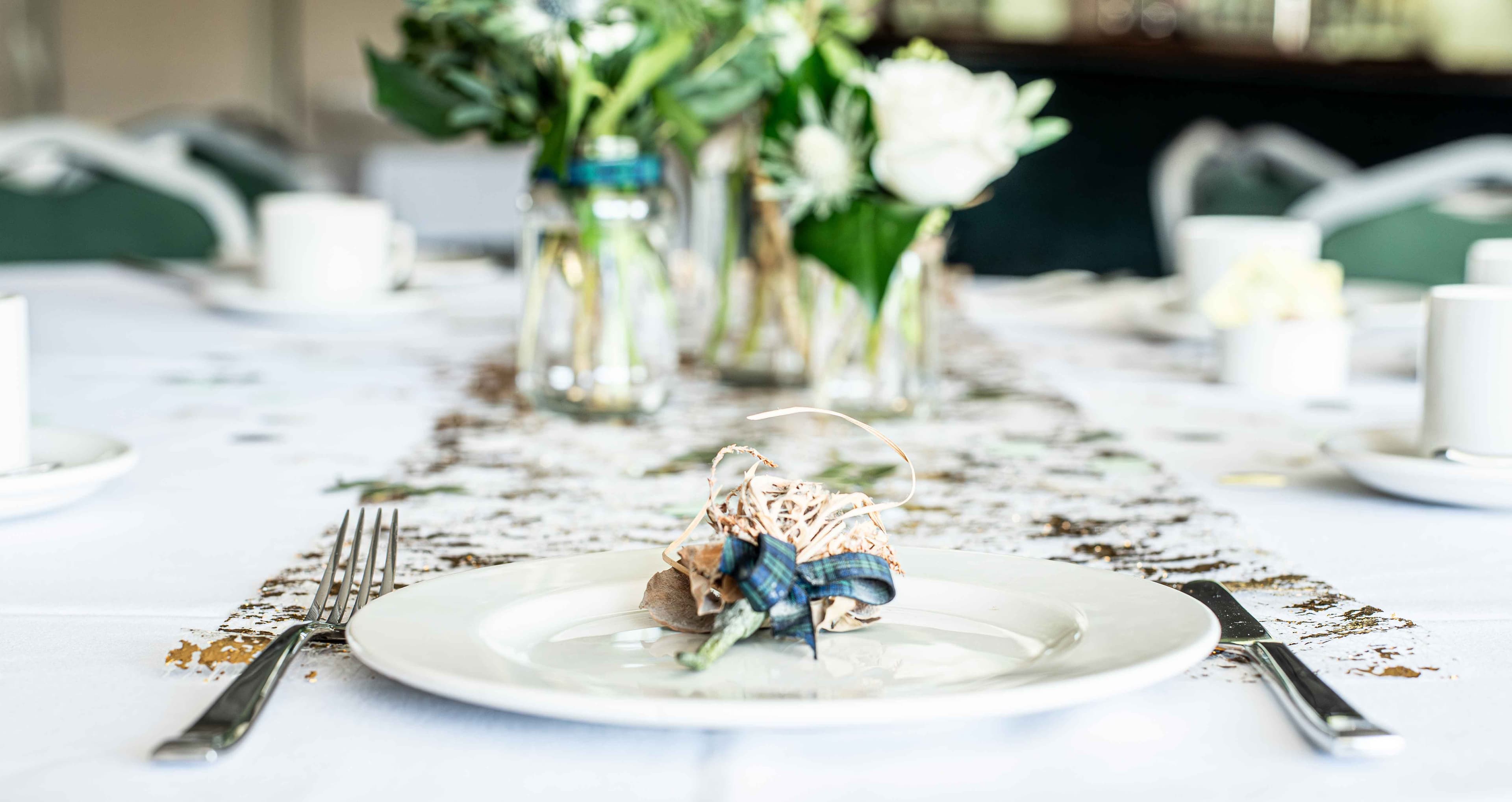 Wedding cutlery in an elegant arrangement